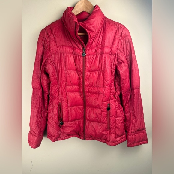 Calvin Klein Packable Lightweight Premium Down Puffer Jacket Red Women's S FLAW - Picture 1 of 15